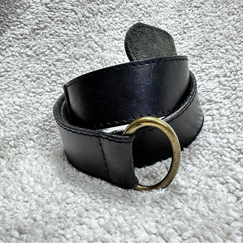 FASOLO (Brazil) Wide Brown Leather Belt, Unique Brass Buckle System.